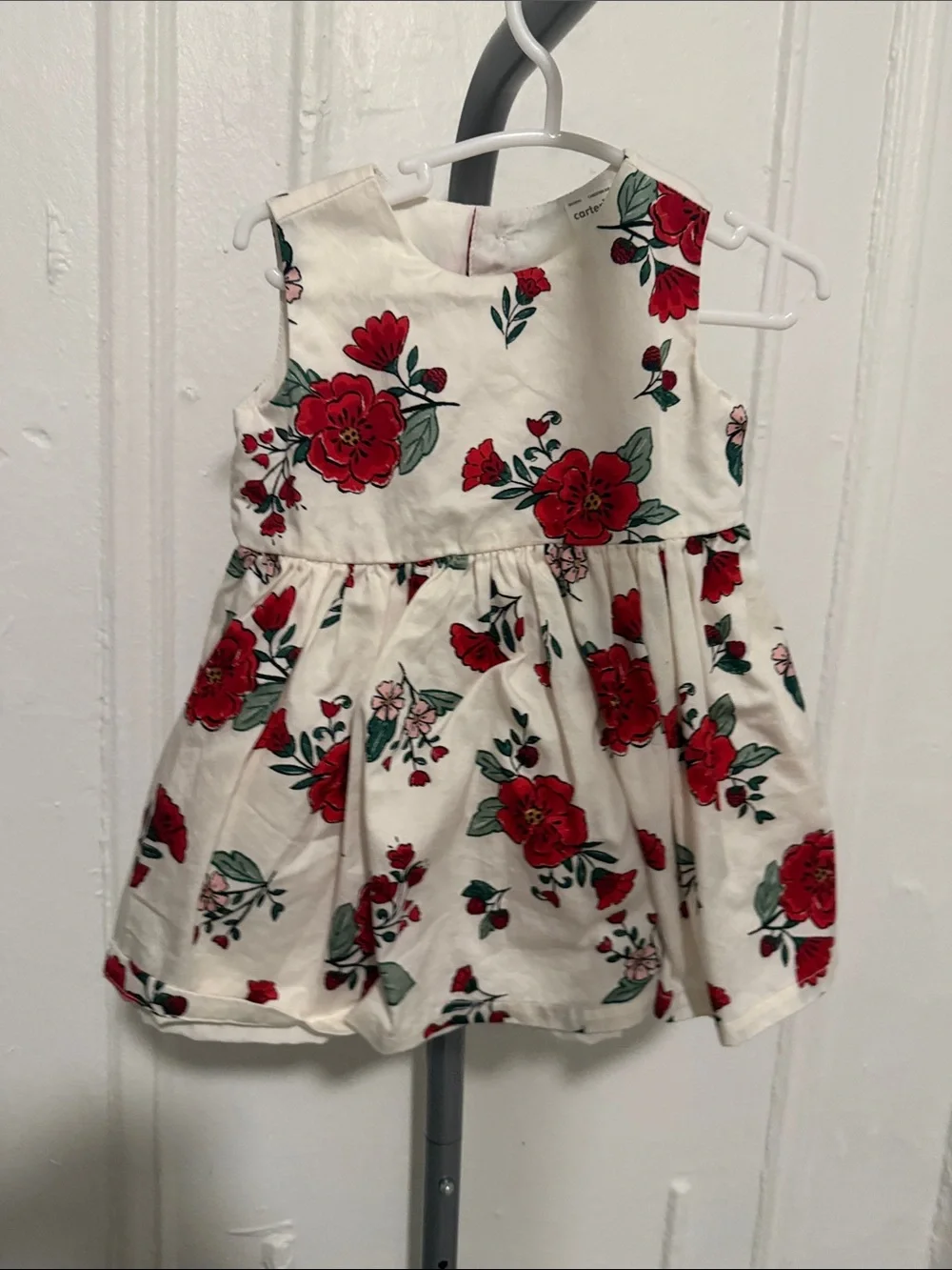 Carter's Cream Dress with Red Floral Print